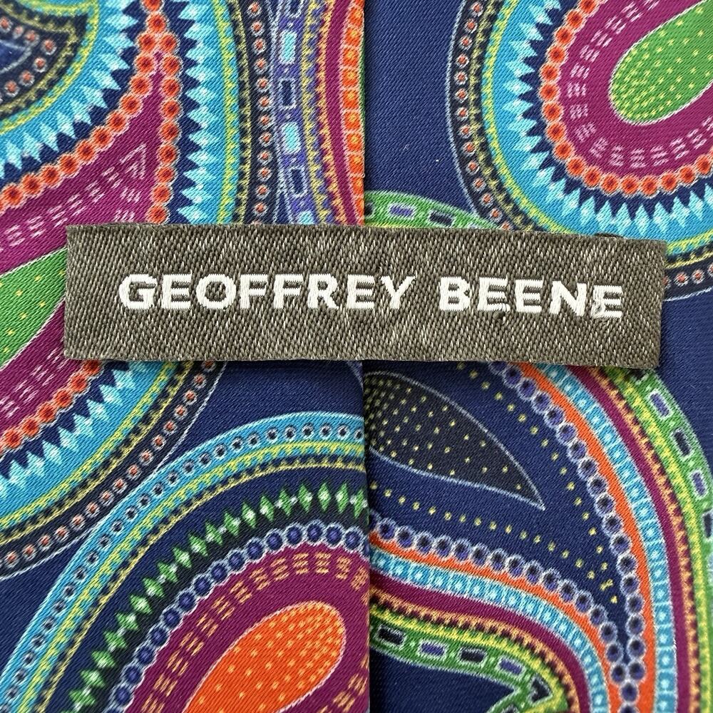 GEOFFREY BEENE Blue Orange Paisley Charming Classic Fun Tie Y2K - Picture 2 of 7